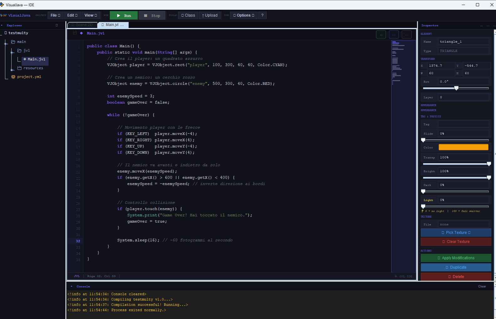 Visual Java JVL code editor with syntax highlighting